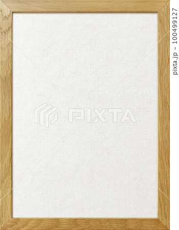 木製フレームの明るい薄茶色の枠のあるきめ細かい白い綿麻キャンバス地ボードの縦長の背景画像 木製フレームの明るい薄茶色の枠のあるきめ細かい白い綿麻キャンバス地ボードの縦長の背景画像 100499127