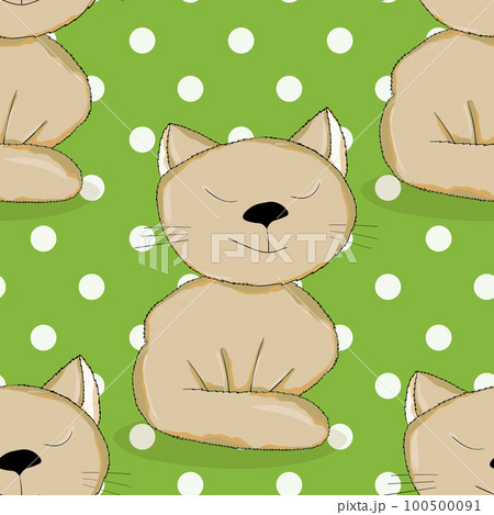 Seamless pattern with cute kitten print. Different scandy cats on color background. Scandinavian style illustration for kids. Vector illustration for fabric, textile, wallpaper, home clothing, pajama Seamless pattern with cute kitten print. Different scandy cats on color background. Scandinavian style illustration for kids. Vector illustration for fabric, textile, wallpaper, home clothing, pajama 100500091