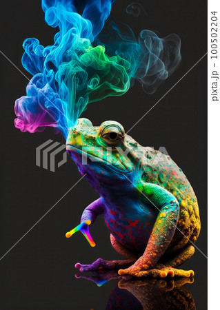 rainbow smoke coming out of mouth
