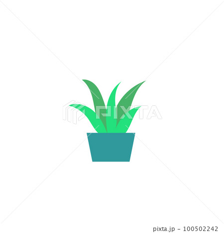 Vector color illustration with naturel plant. Single object without background. Trees, leafs. flower in pot, cactus. Cartoon funny cute imge for kids. 100502242