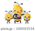 Bee family. Cartoon bee cute characters in flat style. 100503534