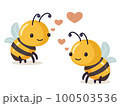 Couple of bees in love. Cartoon bee cute character in flat style. 100503536