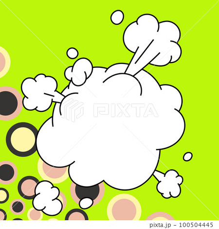 Comic Blank Speech Bubble With Copy Space And Colorful Doodles. Design Of Empty Template In Explosion Framework Representing Social Media Messaging And Connecting. 100504445