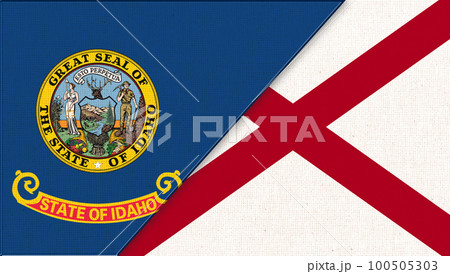 Flags of Idaho and Alabama. sports match between Idaho and Alabama 100505303