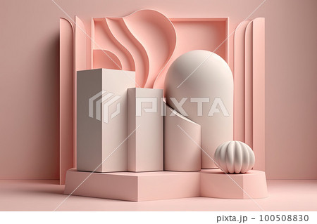 Minimal background mockup with podium for product display. Illustration AI Generative 100508830