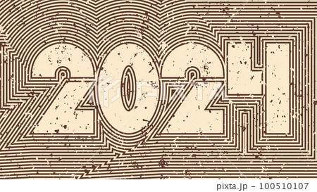2024 New Year card. Retro 70s striped style. Old faded striped signboard 100510107
