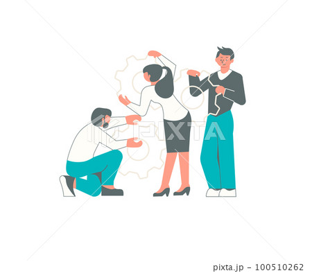 People talking about important things. Colleagues discussing agenda and brand new information. Single object without background. Bright color vector image. People talking about important things. Colleagues discussing agenda and brand new information. Single object without background. Bright color vector image. 100510262