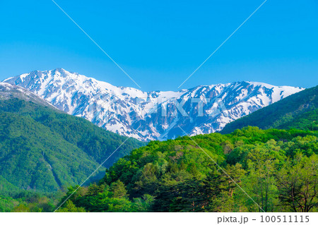 【初夏素材】初夏の白馬大橋から見える風景【長野県】 100511115