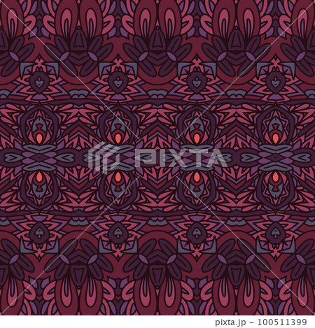 Indian tribal seamless pattern fort fabric. Bohemian nomadic style doodle handdrawn arts. 100511399