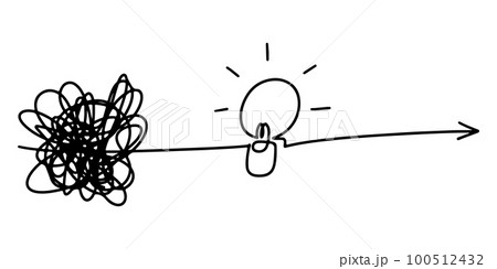 Doodle sketch style of confusion clarity or path vector idea concept. Simplifying the complex drawn illustration for concept design. 100512432