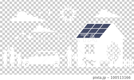 A shadowless image of an eco-friendly lifestyle that can be achieved with a solar-powered home and an electric vehicle 100513166