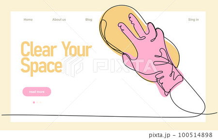 Home cleaning service landing page design concept, illustration of janitors with cleaning tools. Vector illustration 100514898
