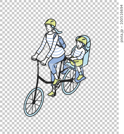 戴頭盔騎自行車的父母和孩子 100516694