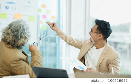 Asian entrepreneurs and business people meeting in a conference room in business planning, financial budget and investment risk assessment to analyze customer groups to increase company growth. Asian entrepreneurs and business people meeting in a conference room in business planning, financial budget and investment risk assessment to analyze customer groups to increase company growth. 100516921