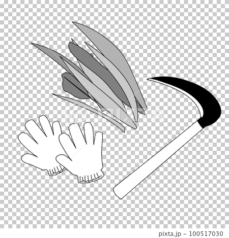 Mowing weeds weeding simple illustration black and white 100517030