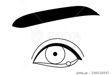 医療イラスト、眼病・ものもらい（内麦粒腫）の線画イラスト 100518597