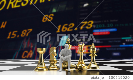 Gold chess and man for Business concept 3d rendering 100519020