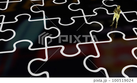 man on jigsaw puzzle for Business concept 3d rendering 100519024