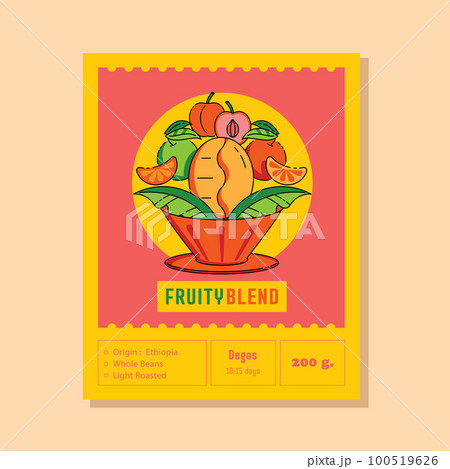 fruity blend coffee label with dripper 100519626