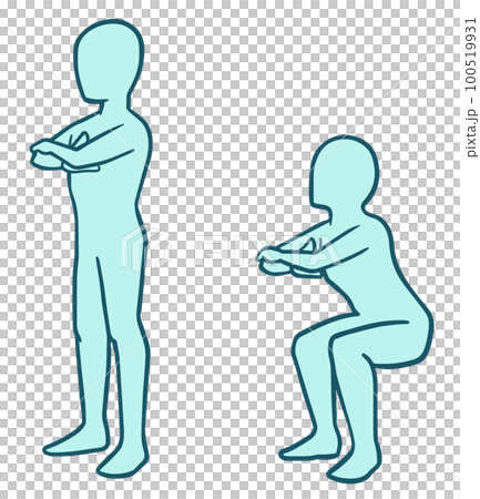 蹲著的人, 類人動物, 藍色 100519931