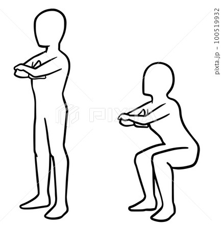 スクワットする人、シルエット 100519932