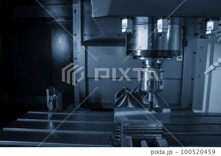The CNC milling machine rough cutting the injection mold parts by indexable tools. 100520459