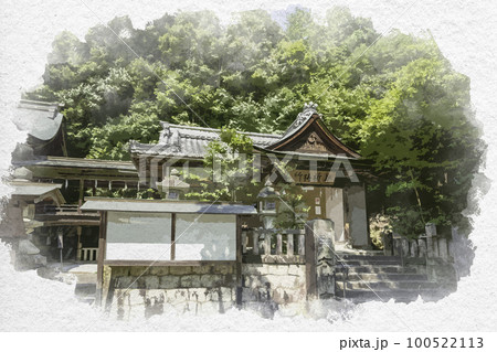 水彩画風 近江八幡 日牟禮八幡宮 御祈祷所 滋賀県近江八幡市 水彩画風 近江八幡 日牟禮八幡宮 御祈祷所 滋賀県近江八幡市 100522113