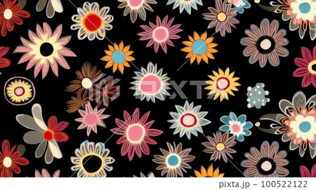 黒い背景 花柄 手書き イラスト 壁紙 黒い背景 花柄 手書き イラスト 壁紙 100522122