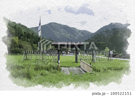 水彩画風　小谷城跡　清水谷　滋賀県長浜市 100522151