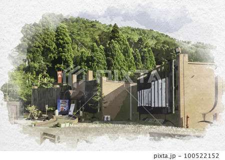 水彩画風　小谷城跡　清水谷　滋賀県長浜市 100522152