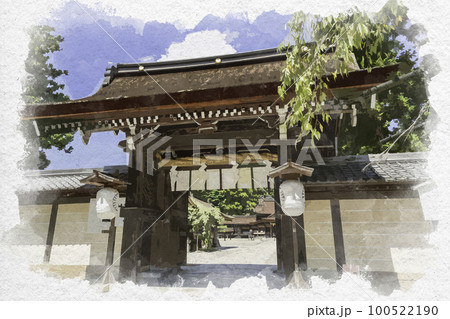 水彩画風 多賀大社 御神門 滋賀県犬上郡多賀町 水彩画風 多賀大社 御神門 滋賀県犬上郡多賀町 100522190