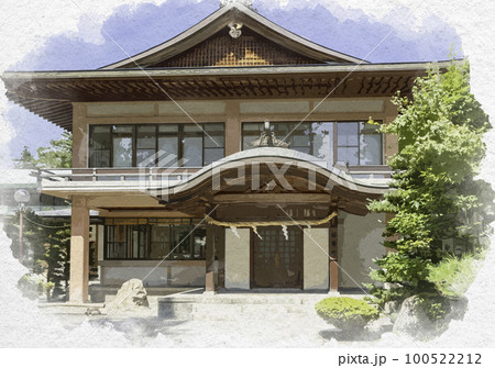 水彩画風　多賀大社　社務所　滋賀県犬上郡多賀町 100522212