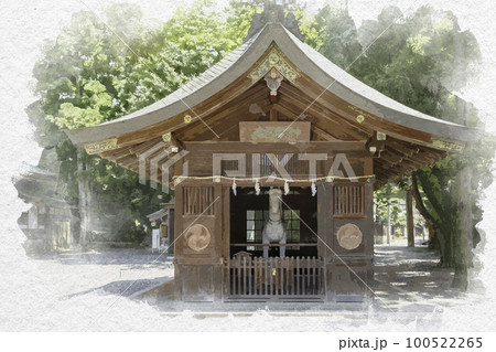 水彩画風　多賀大社　神馬舎　滋賀県犬上郡多賀町 100522265