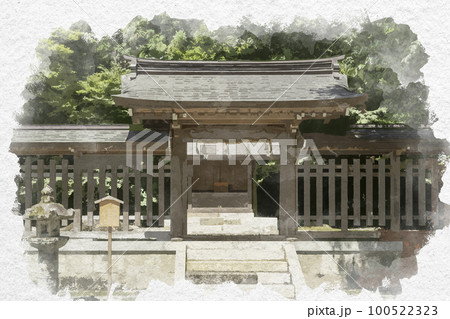 水彩画風　多賀大社　神明両宮　滋賀県犬上郡多賀町 100522323