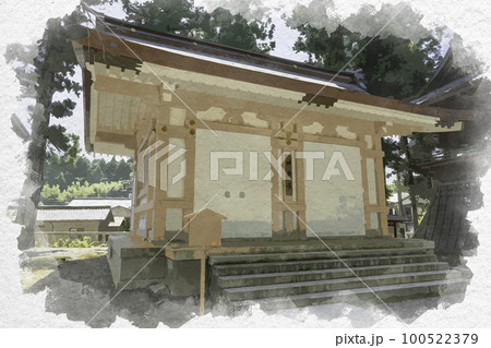 水彩画風　多賀大社　神輿庫　滋賀県犬上郡多賀町 100522379