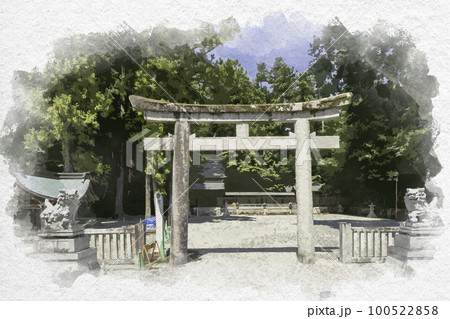 水彩画風　多賀大社　日向神社　滋賀県犬上郡多賀町 100522858