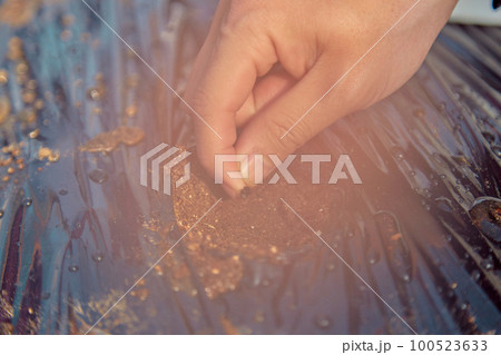 種をまく人　農家　農業　オクラのタネ 100523633