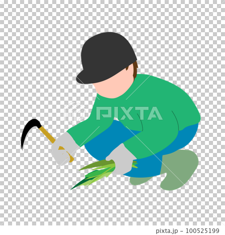 草刈りをする男性のイラスト 草刈りをする男性のイラスト 100525199