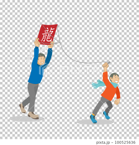 放風箏的父母和孩子 100525636