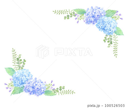 あじさいのコーナーフレーム 水彩イラスト あじさいのコーナーフレーム 水彩イラスト 100526503