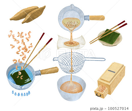 かつおと昆布のだしの取り方のイラスト 100527014