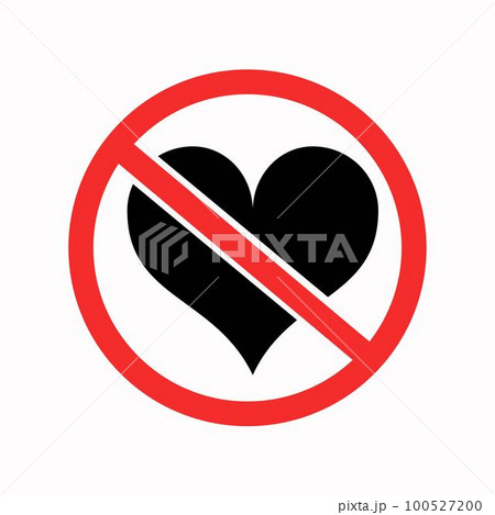 Prohibition Love symbol - vector. No Heart sign isolated. Red Stop icon 100527200