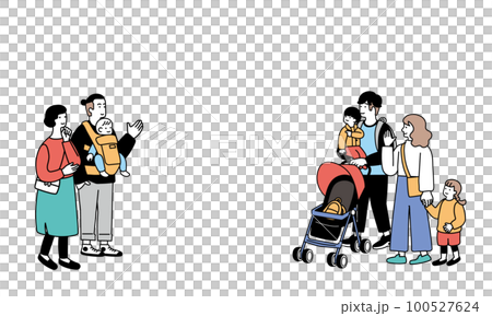 一對夫婦與孩子的簡單插圖 100527624