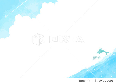 シンプルな手描きの海の背景イラスト 100527789