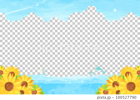 燦爛的夏日大海背景插畫 100527790