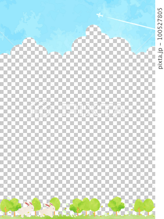 A cute rabbit and fresh green landscape illustration 100527805