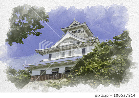 水彩画風　長浜　長浜城歴史博物館　滋賀県長浜市 100527814