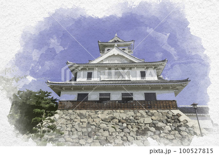 水彩画風 長浜 長浜城歴史博物館 滋賀県長浜市 水彩画風 長浜 長浜城歴史博物館 滋賀県長浜市 100527815