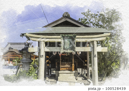 水彩画風　長浜　豊国神社　天満宮　滋賀県長浜市 100528439