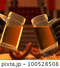 ジョッキビールの乾杯：ビール好きの人々がジョッキビールで乾杯する様子を描いた画像 100528508